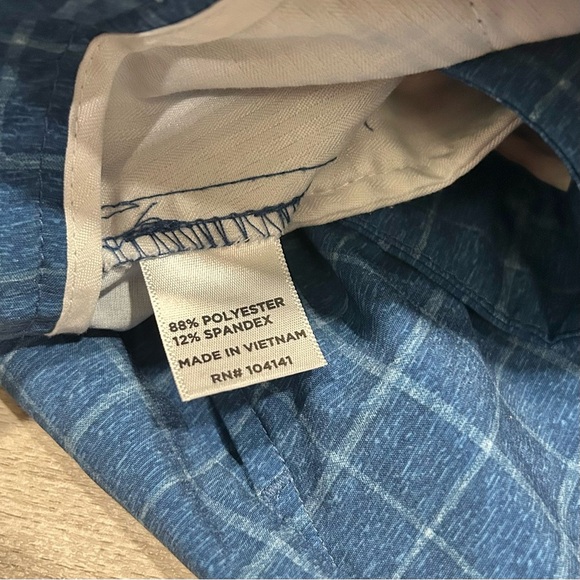 Walter Hagen Blue Checker Plaid Chino Golf Shorts Flat Front Casual Zip Size 40 - Picture 6 of 8